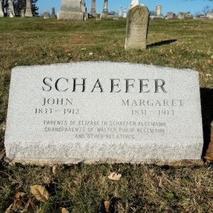 This Companion Slant Marker honoring Schaefer is crafted from white granite and is a classic design and shape. This memorial is appropriate for use with traditional interment or cremation.