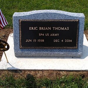 This Bronze Slant Memorial in Gray Granite with a military bronze marker is located at Wheelock Cemetery. The military marker is attached to a Rock of Ages Barre gray slant. This memorial is suitable use with for cremation or traditional interment.